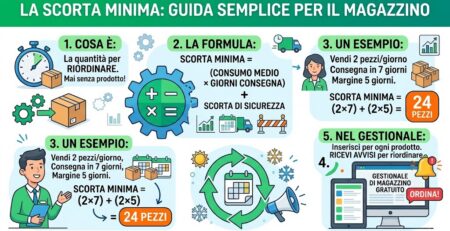 Cos'è la scorta minima di magazzino, come si calcola con la formula e l'impostazione degli avvisi nel software di gestione