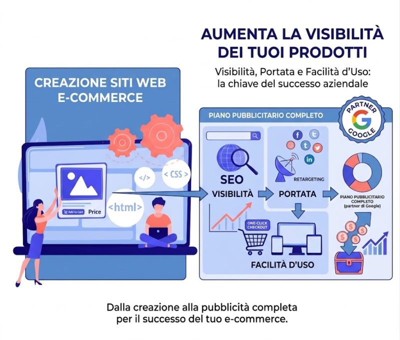 creazione-siti-web-ecommerce-visibilita-google-partner creazione di siti web e-commerce, aumento della visibilità dei prodotti e strategie di marketing come Partner Google Per quale motivo questa scelta SEO?